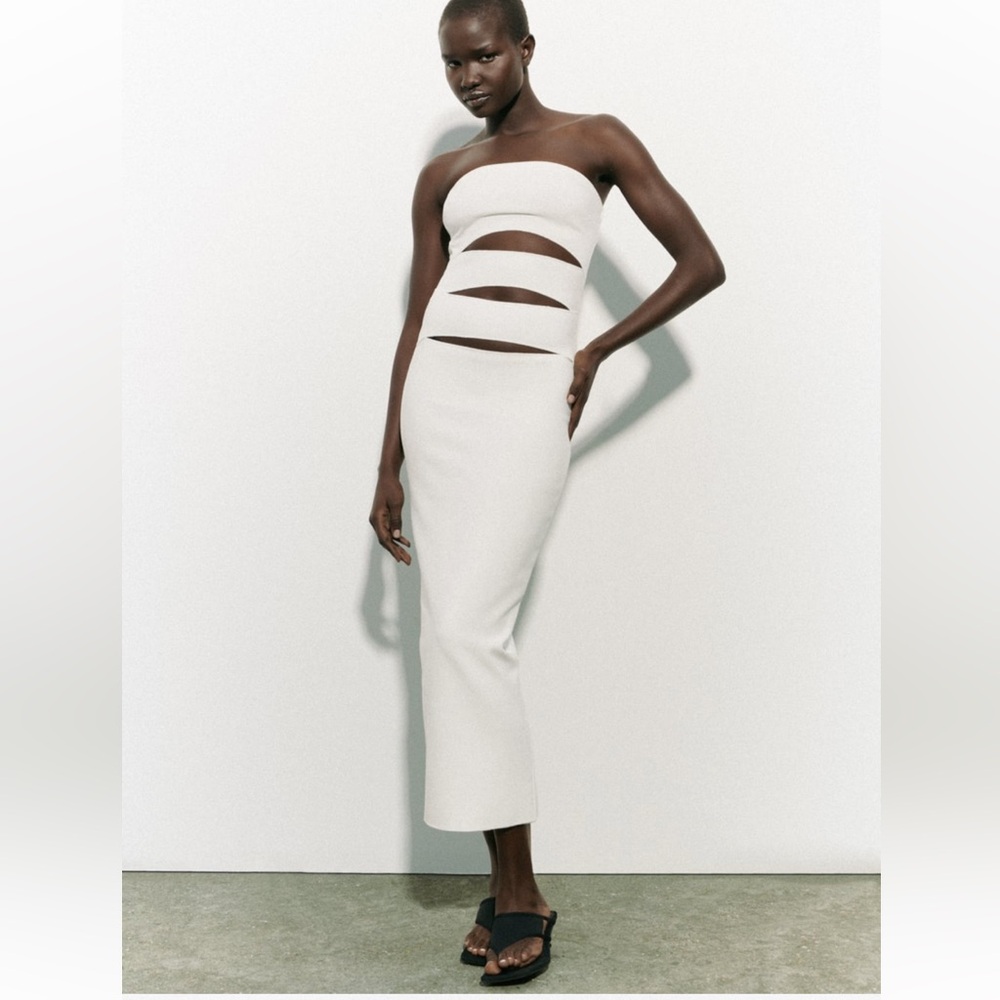 Zara Cut Out White Maxi Dress. Size small.